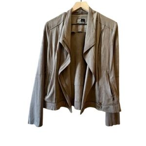 Women's L Kut from the Kloth Faux Suede Moto Jacket Asymmetric Zipper